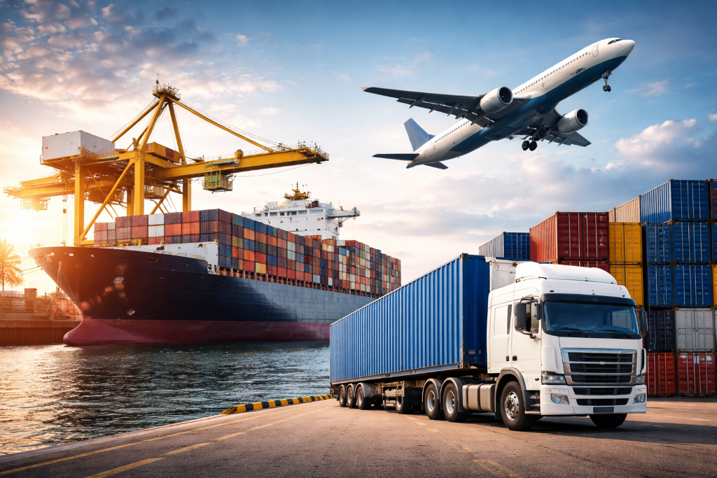 Global logistics in action at port